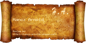 Hancz Arnold névjegykártya